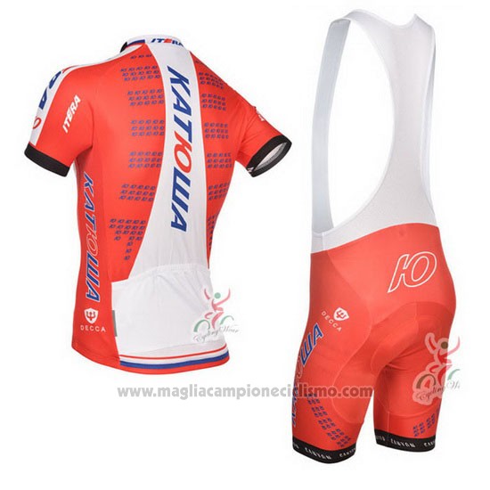 2014 Abbigliamento Ciclismo Katusha Bianco e Rosso Manica Corta e Salopette